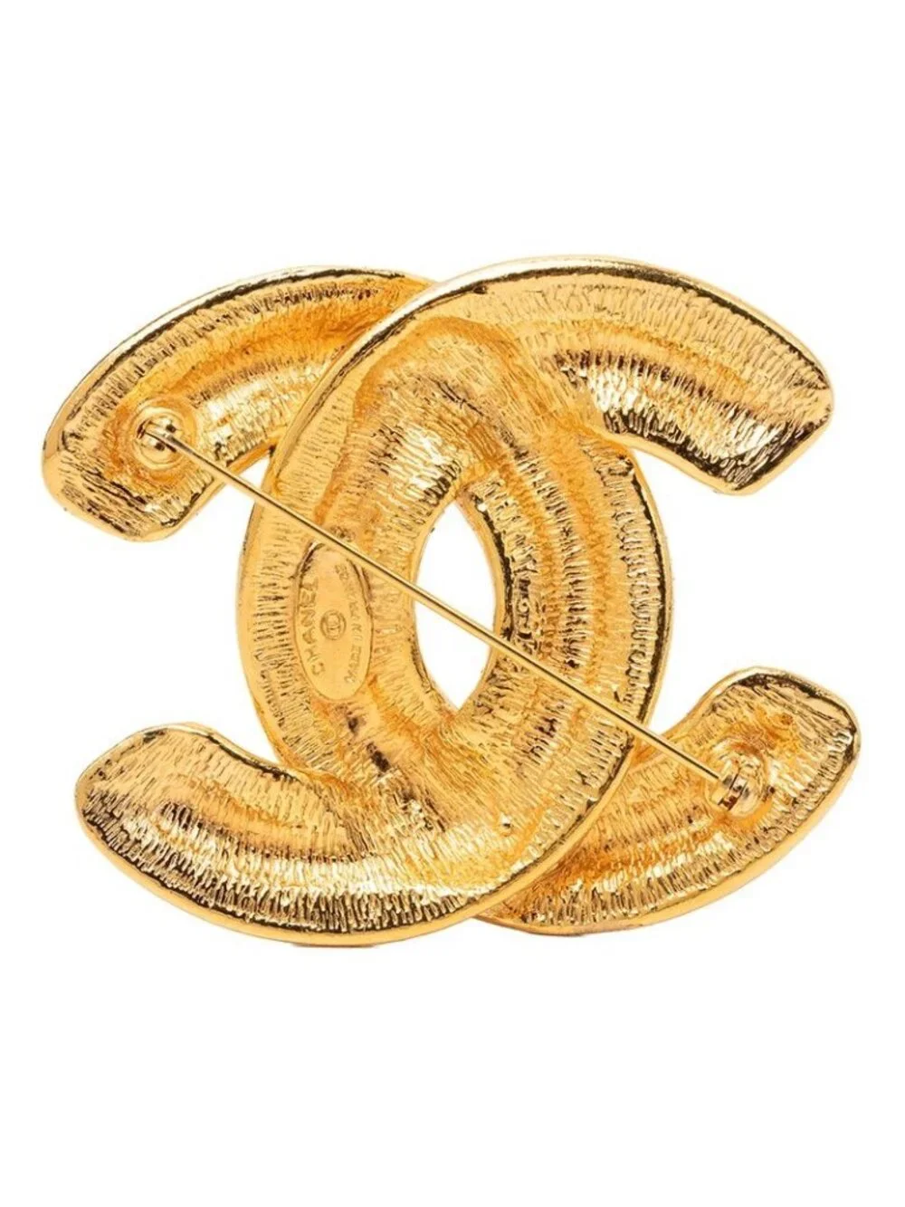 Chanel Quilted CC Logo Brooch Gold Plated